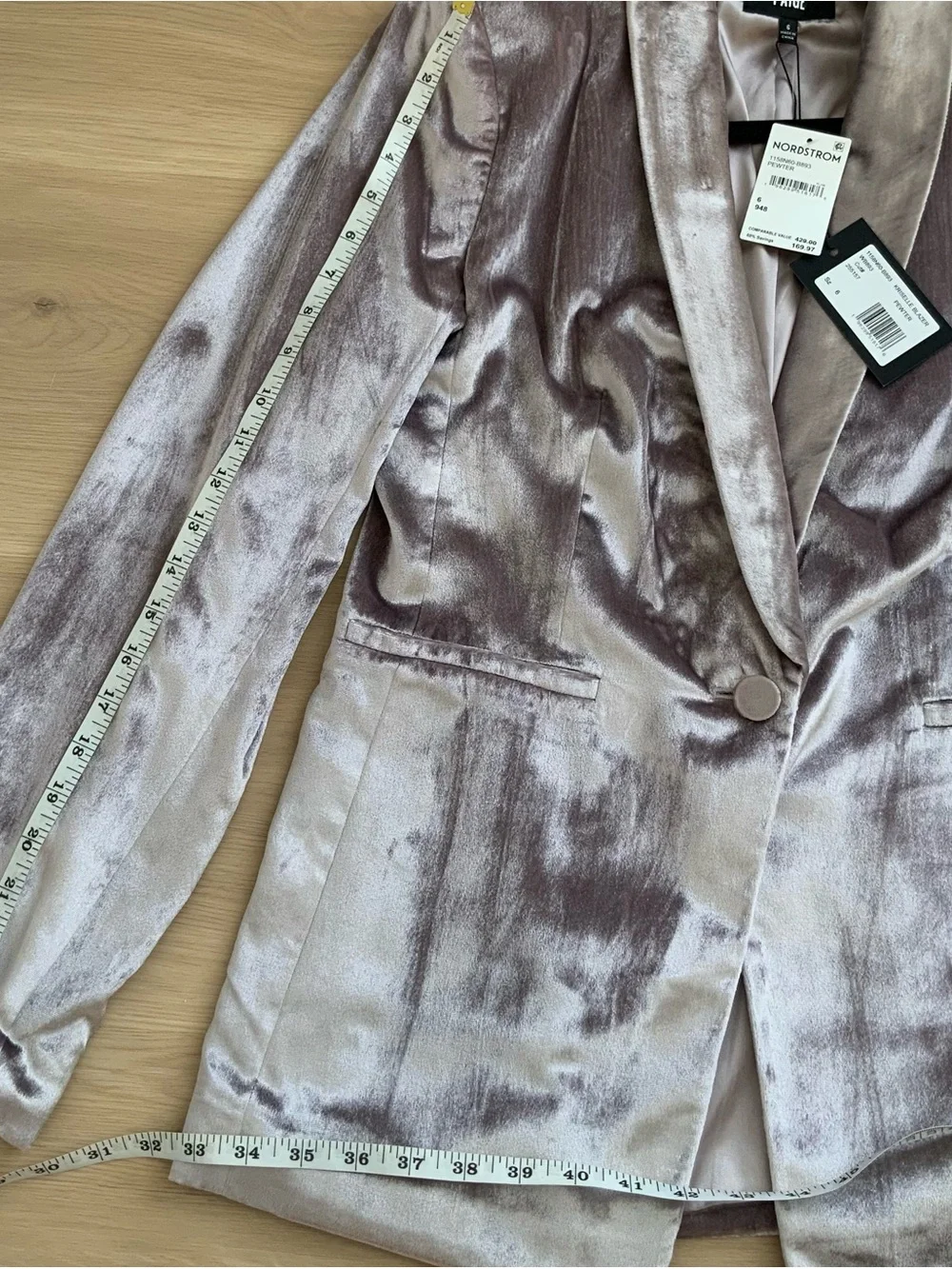 PAIGE Velvet Blazer in Light Pewter - Picture 9 of 10